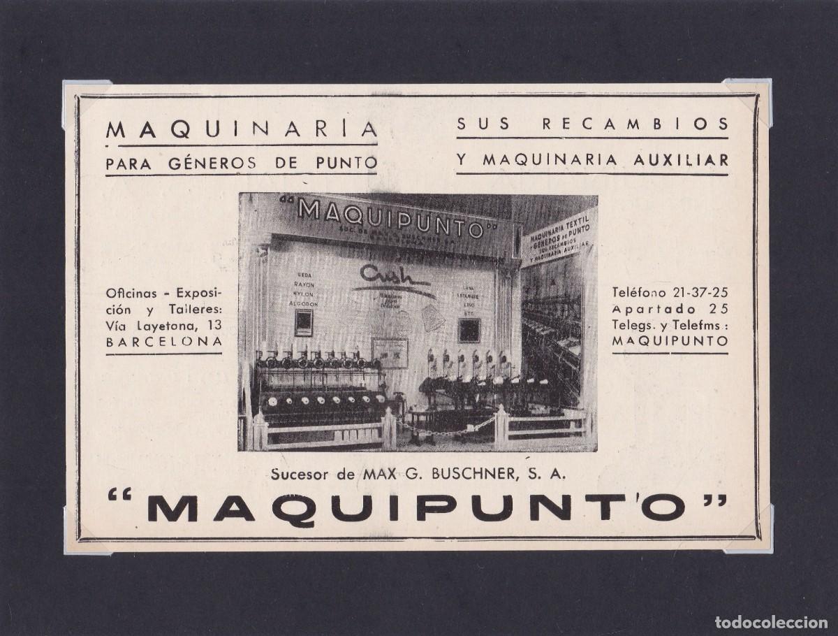 Coleccionismo de carteles: &rdquo;MAQUIPUNTO&rdquo; - MAQUINARIA - BARCELONA - PUBLICIDAD ORIGINAL 1950 / ANUARIO TEXTIL