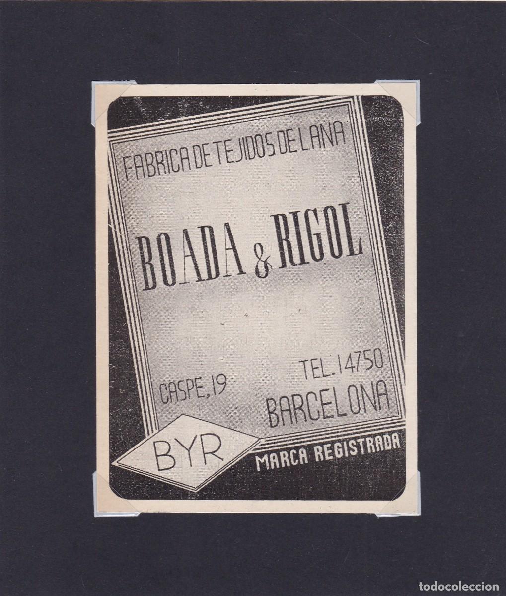 Coleccionismo de carteles: BOADA & RIGOL - BARCELONA - F&Aacute;BRICA TEJIDOS LANA - PUBLICIDAD ORIGINAL 1950 / ANUARIO TEXTIL