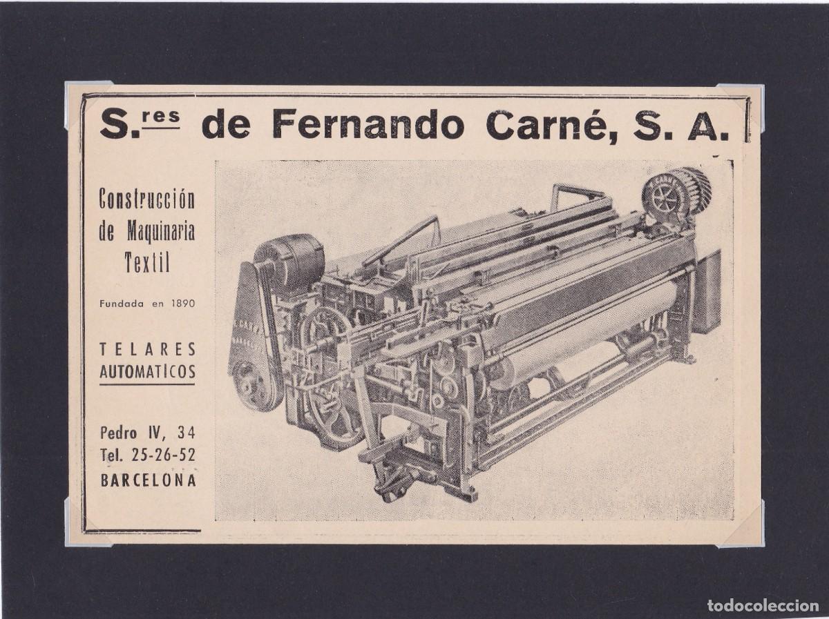 Coleccionismo de carteles: Sres. DE FERNANDO CARN&Eacute;, S. A. - BARCELONA - MAQUINARIA - PUBLICIDAD ORIGINAL 1950 / ANUARIO TEXTIL