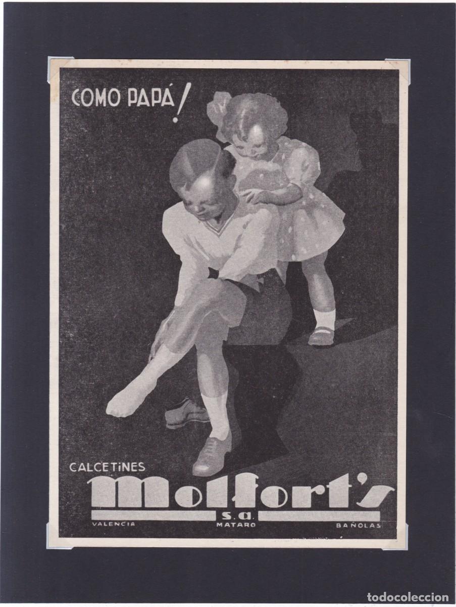 Coleccionismo de carteles: CALCETINES MOLFORT&acute;S - VALENCIA, MATAR&Oacute;, BA&Ntilde;OLAS - PUBLICIDAD ORIGINAL 1950 / ANUARIO TEXTIL
