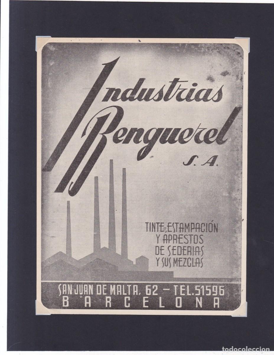 Coleccionismo de carteles: INDUSTRIAS BENGUEREL, S. A. - BARCELONA - TINTES - PUBLICIDAD ORIGINAL 1950 / ANUARIO TEXTIL