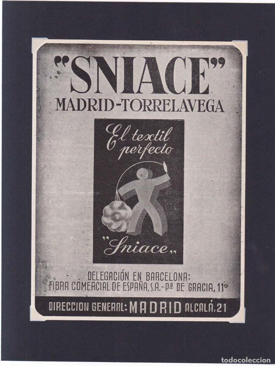 Coleccionismo de carteles: &rdquo;SNIACE&rdquo; - MADRID / TORRELAVEGA - TEXTIL PERFECTO - PUBLICIDAD ORIGINAL 1950 / ANUARIO TEXTIL