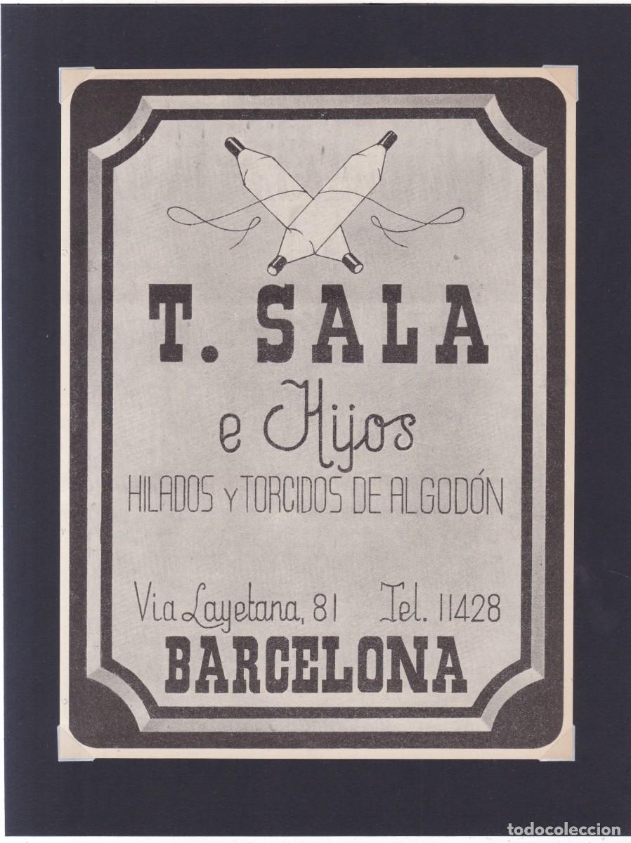 Coleccionismo de carteles: T. SALA E HIJOS - BARCELONA - HILADOS Y TORCIDOS ALGOD&Oacute;N - PUBLICIDAD ORIGINAL 1950 / ANUARIO TEXTIL