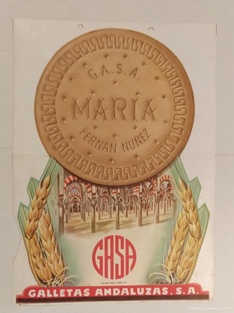 Coleccionismo de carteles: GALLETAS MARIA - G.A.S.A. (GASA) GALLETAS ANDALUZAS SA - CARTEL ANTIGUO ORIGINAL - BASA Y PAGES SA