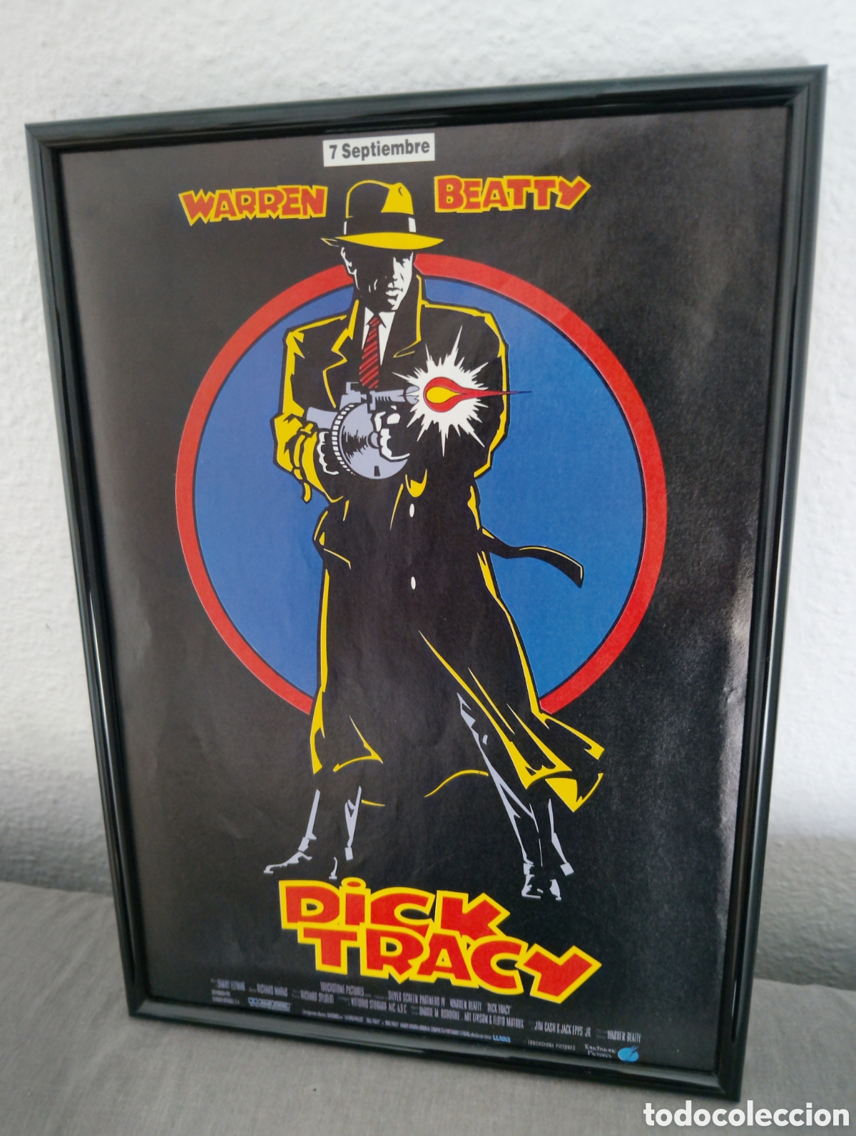 Coleccionismo de carteles: Dick Tracy anuncio original vintage a&ntilde;os 90 cine enmarcado