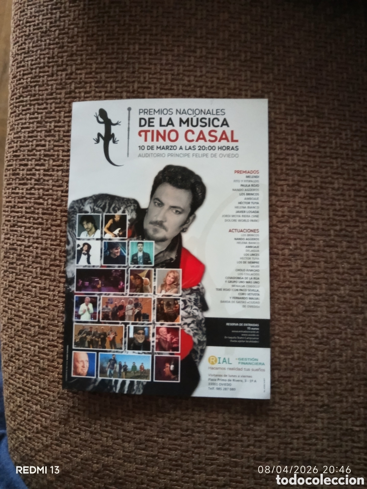 Coleccionismo de carteles: Tino Casal. Premios N. M&uacute;sica