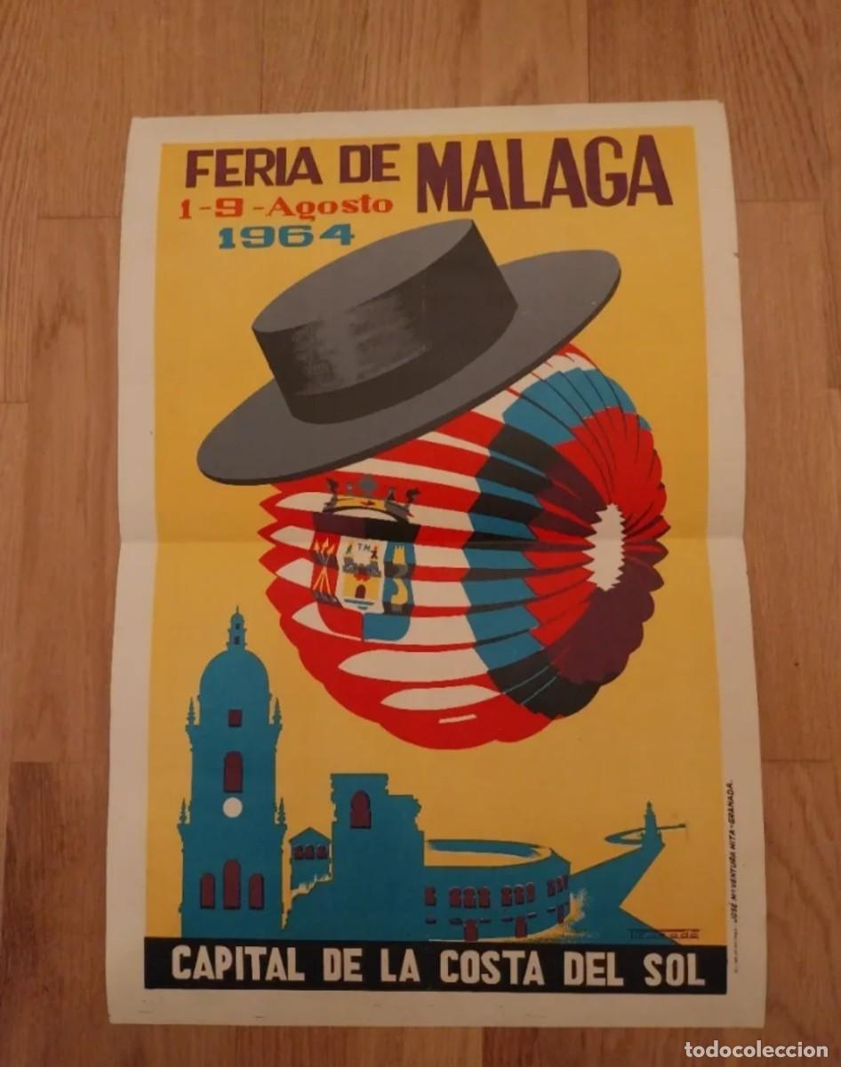 Coleccionismo de carteles: Cartel original feria de M&aacute;laga 1964