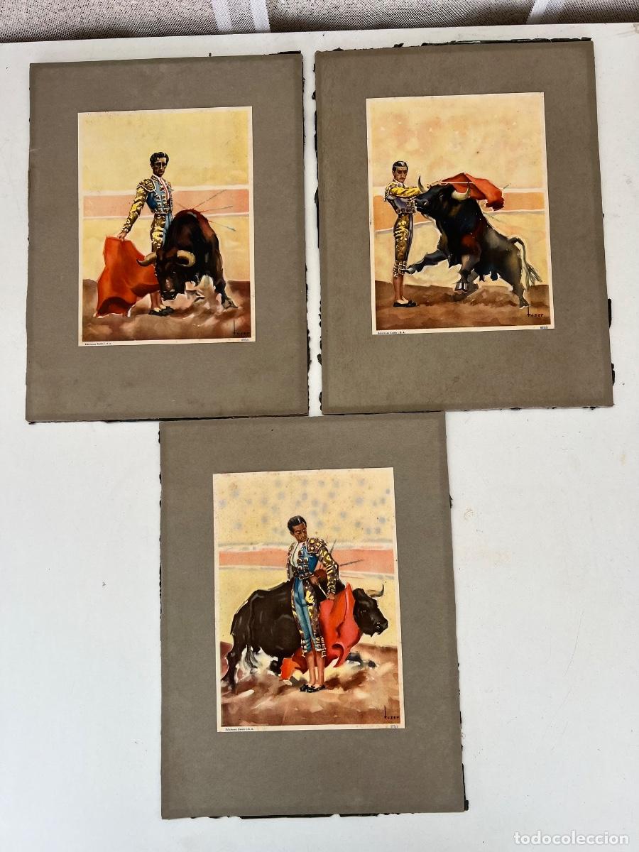 Coleccionismo de carteles: MANOLETE 3 LAMINAS LITOGRAFIADAS EDICIONES COLON 575/1, 2 Y 3 TOREO TAUROMAQUIA