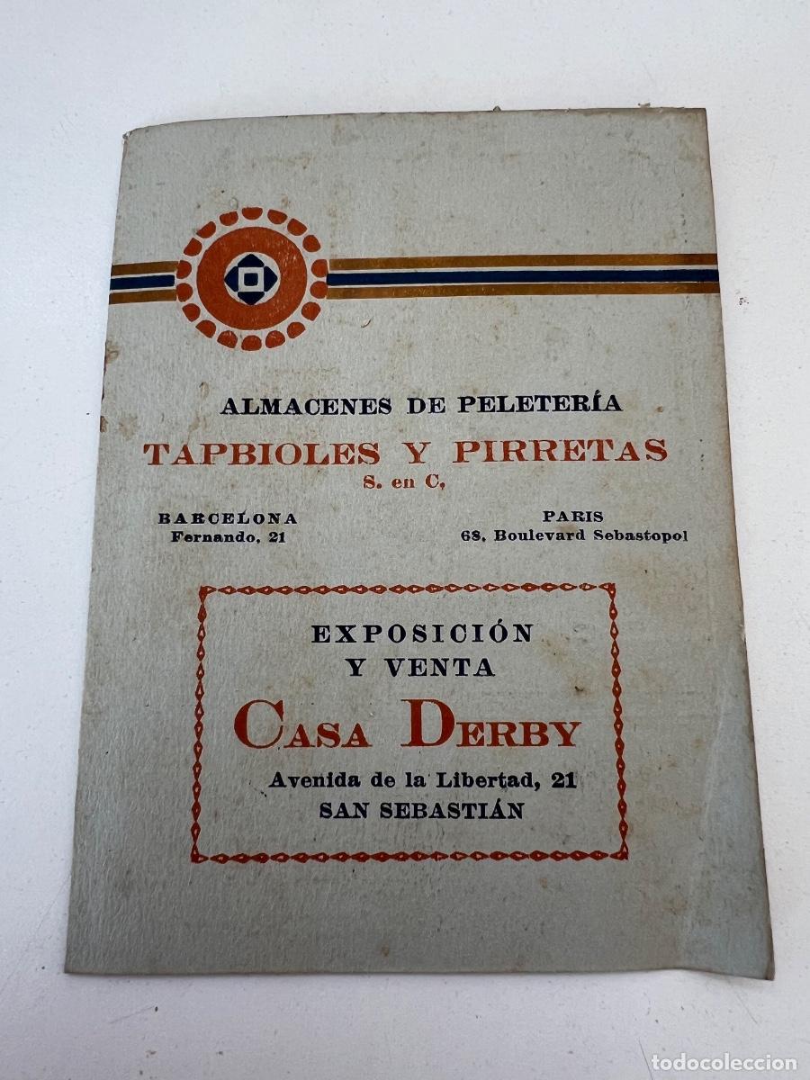 Coleccionismo de carteles: TARJETA CATALOGO PUBLICITARIO TAPBIOLES Y PIRRETAS CASA DERBY SAN SEBASTIAN