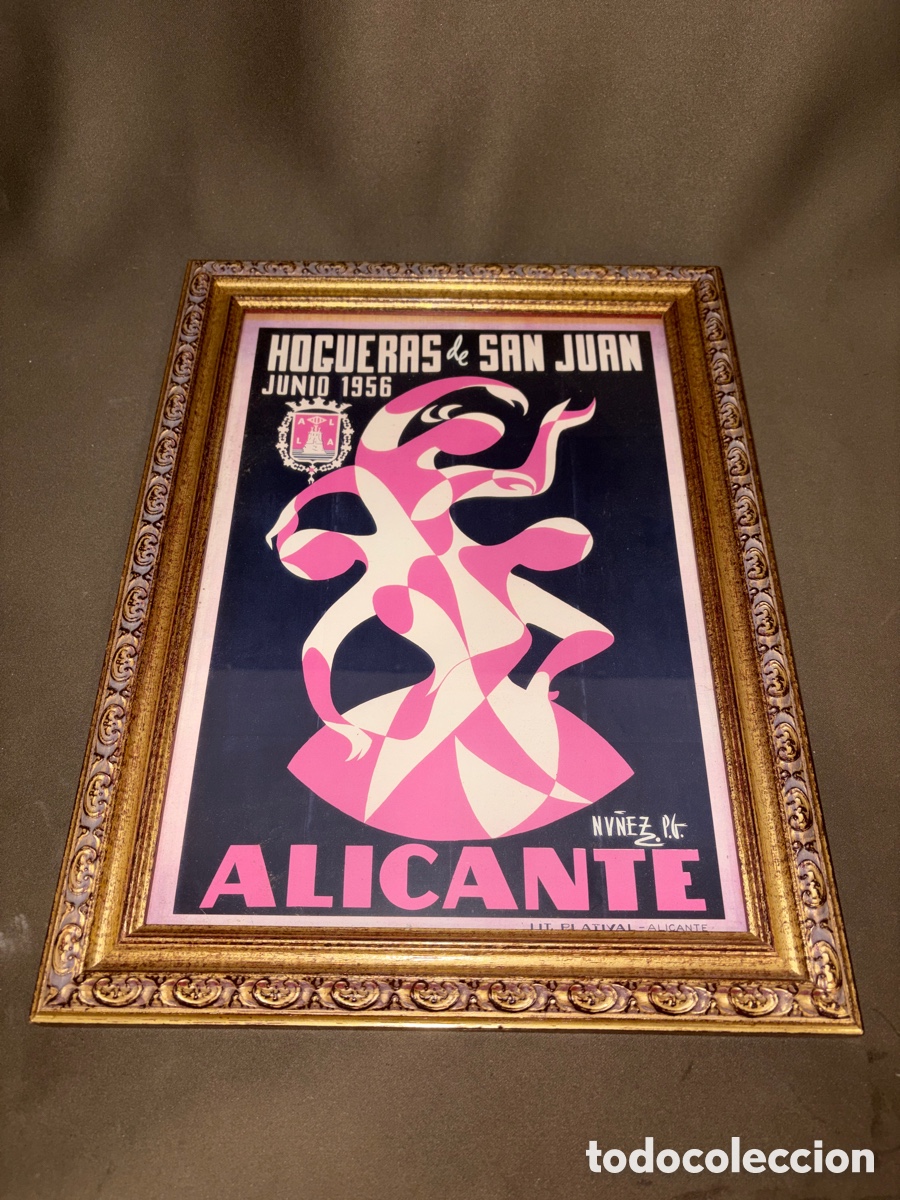 Coleccionismo de carteles: Antiguo cartel HOGUERAS SAN JUAN,JUNIO 1956,N&Uacute;&Ntilde;EZ.P.G.,LIT.PLATIVAL(ALICANTE)