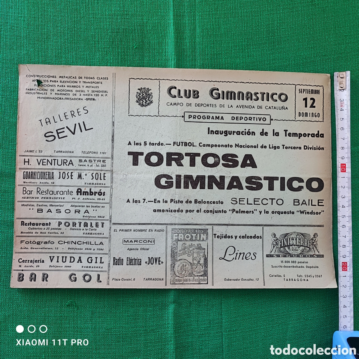 Coleccionismo de carteles: Folleto del partido de f&uacute;tbol Tortosa - Gimn&aacute;stico.