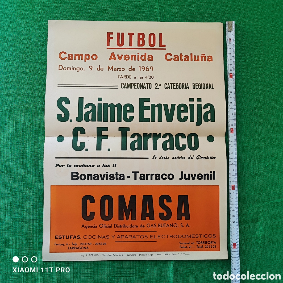 Coleccionismo de carteles: Cartel partido San Jaime Enveija - C.F Tarraco