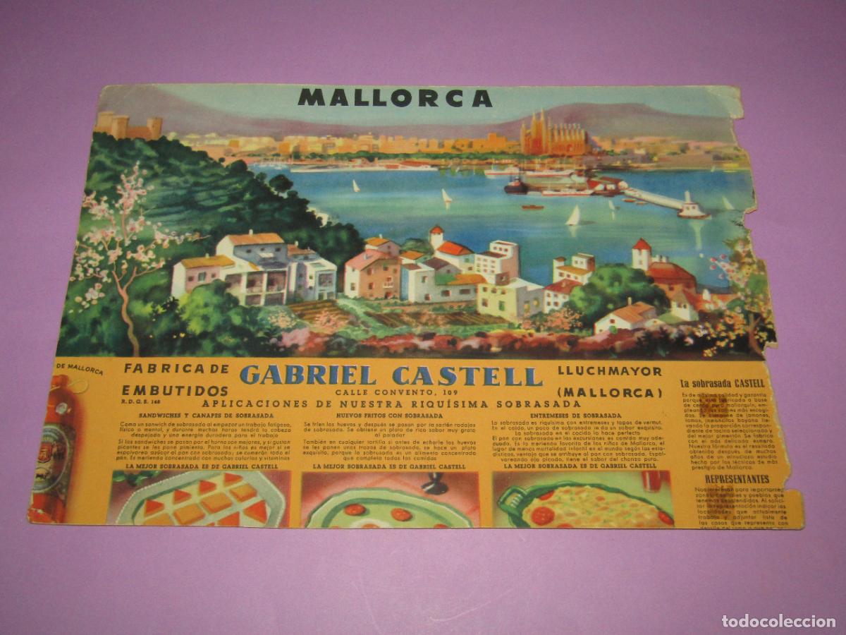 Collectionnisme d'affiches: Antiguo Cartel de GABRIEL CASTELL F&aacute;brica de Embutidos Sobrasada en LLUCHMAYOR Mallorca