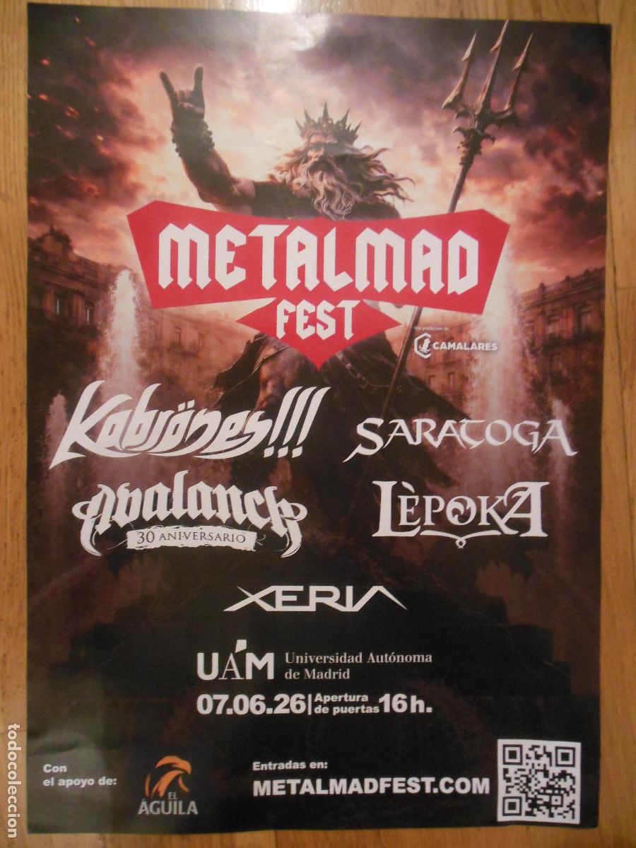 Coleccionismo de carteles: CARTEL METALMAD FEST KABRONES SARATOGA AVALANCH LEPOKA POSTER 2026 MADRID UAM
