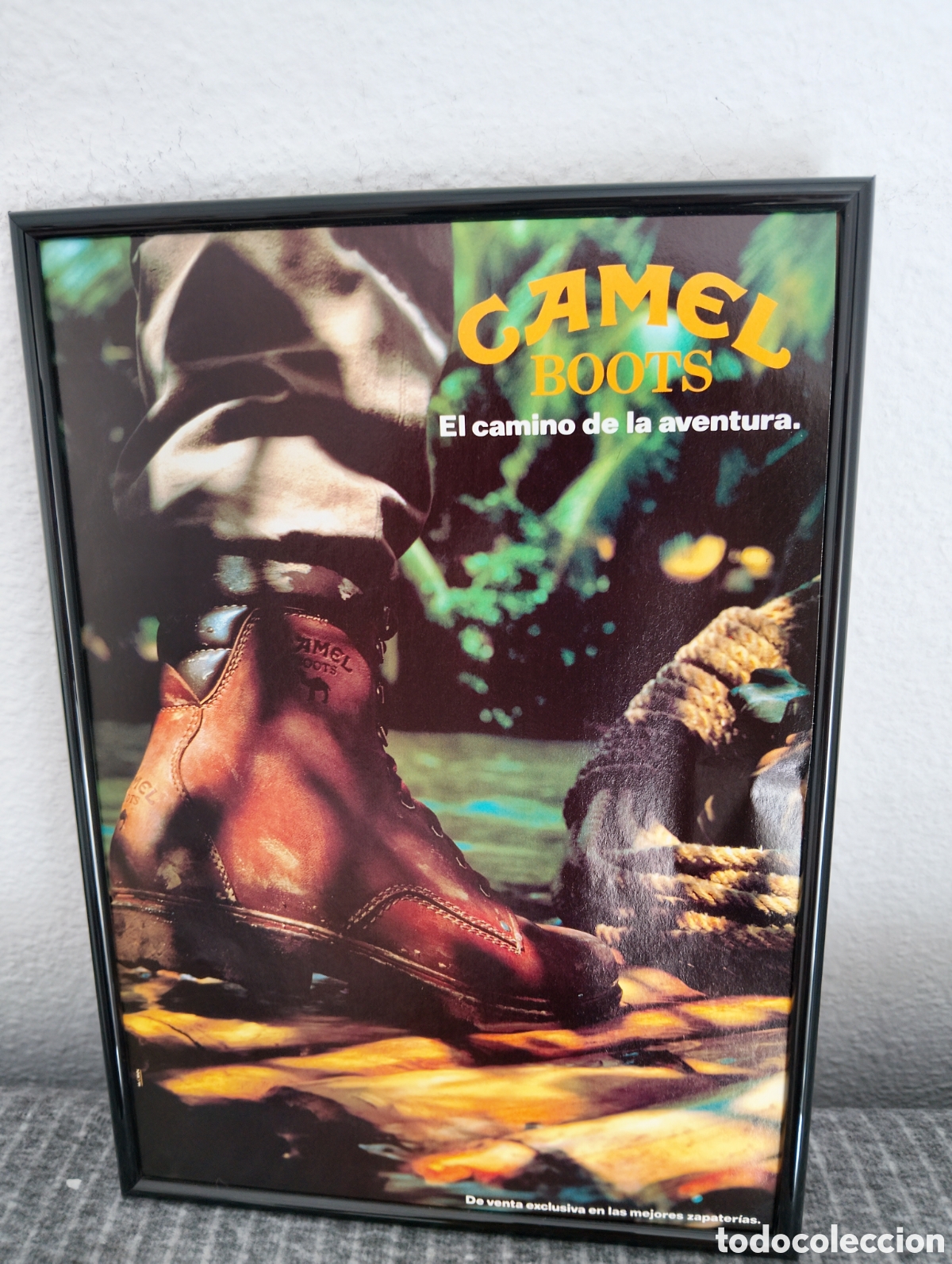 Coleccionismo de carteles: Camel boots anuncio original vintage a&ntilde;os 90 enmarcardo tabaco