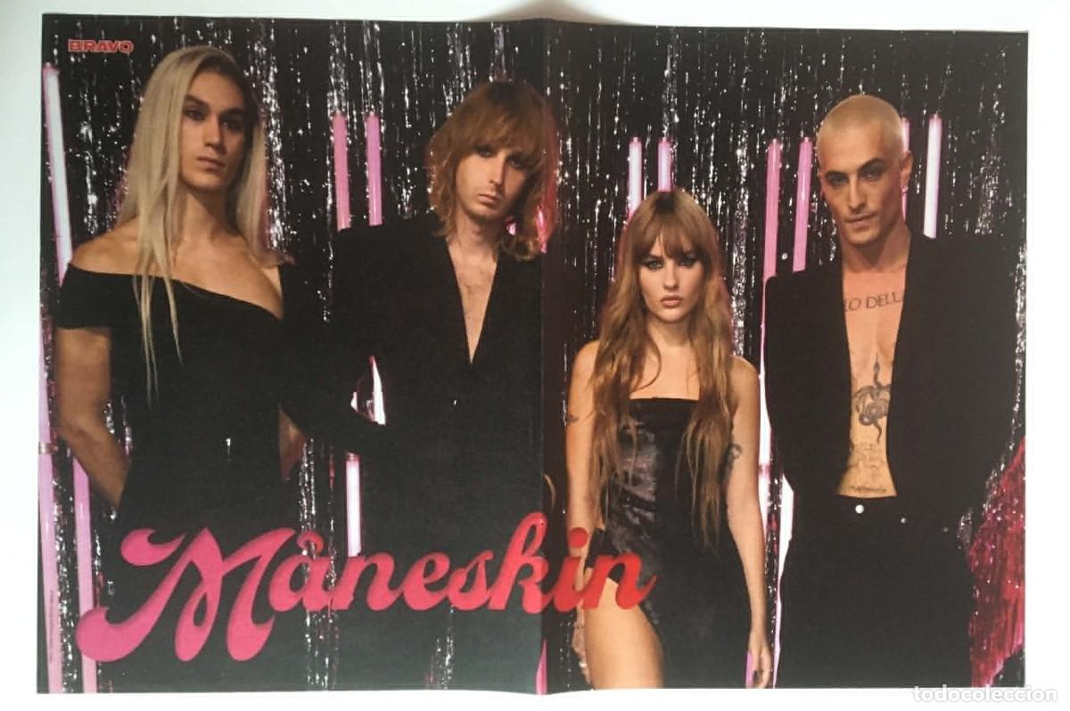 Coleccionismo de carteles: Maneskin / Badmomzjay German Rap Double-Sided Poster A3 Bravo Magazine Germany Music