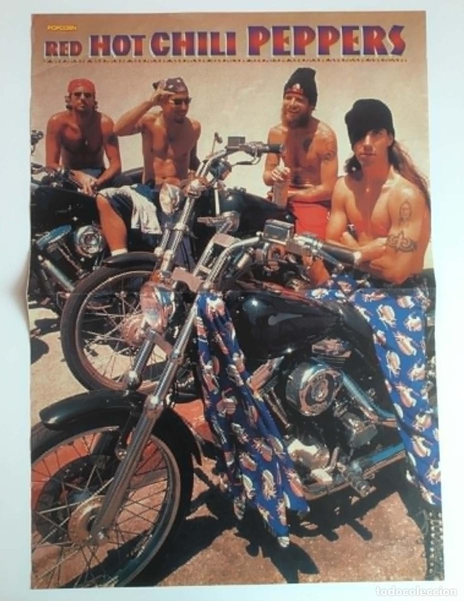 Coleccionismo de carteles: Red Hot Chili Peppers / E.Y.C. Rare Double-Sided Poster A3 Popcorn Magazine Bulgaria 90s Music