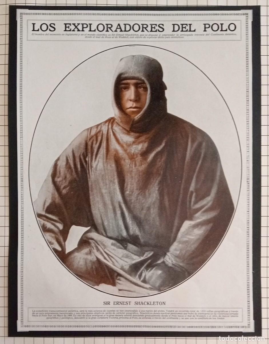 Coleccionismo de carteles: SIR ERNEST SHACKLETON - EXPEDICI&Oacute;N ANT&Aacute;RTICA - ORIGINAL LA ESFERA / FEBRERO 1914 - 31 x 23 Cm.