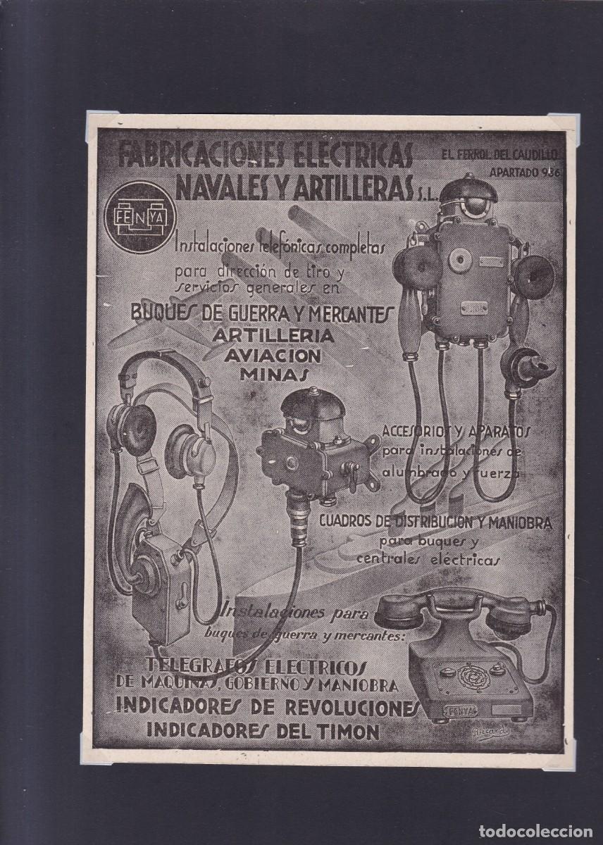 Coleccionismo de carteles: FABRICACIONES ELECTRICAS NAVALES Y ARTILLERAS - PUBLICIDAD ORIGINAL EJ&Eacute;RCITO 1941 / 22,5 x 17 Cm.