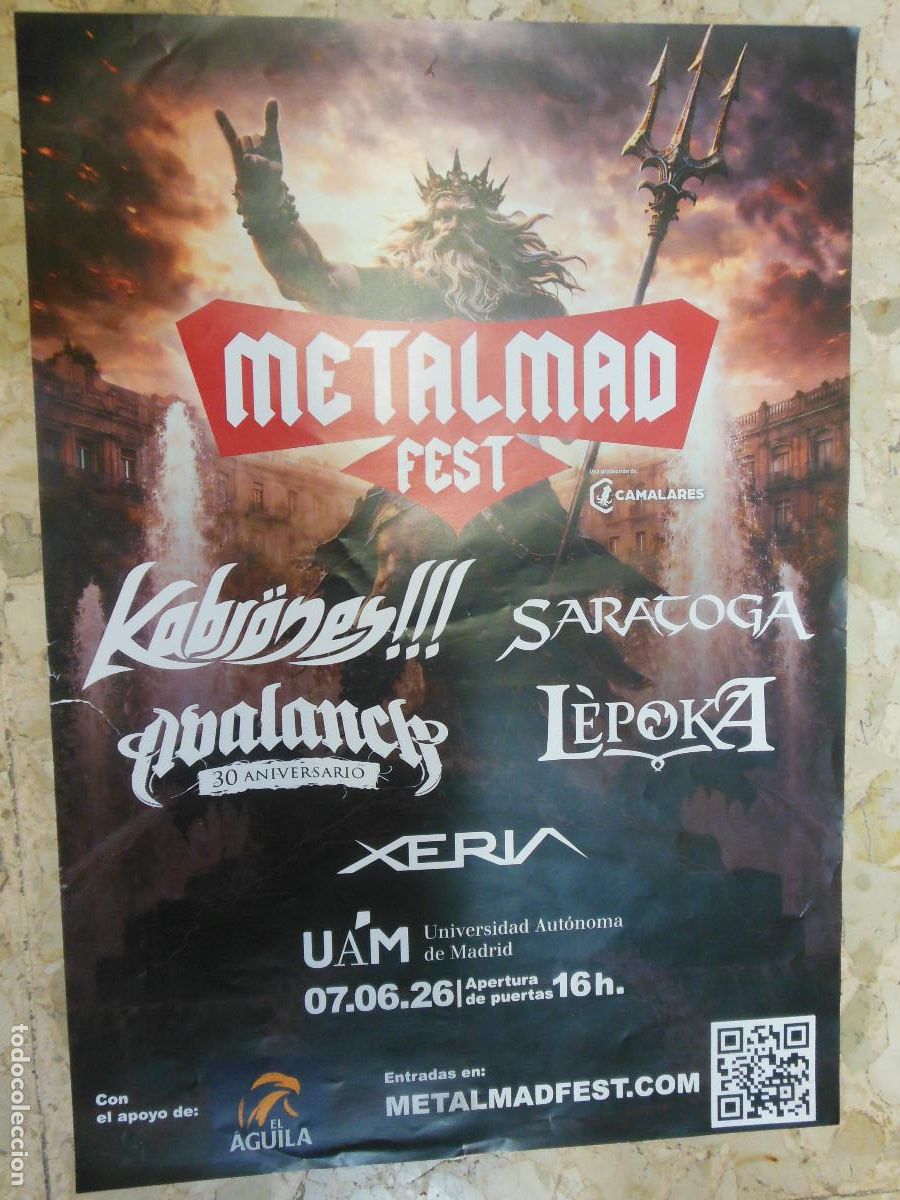 Coleccionismo de carteles: CARTEL METALMAD FEST KABRONES SARATOGA AVALANCH LEPOKA POSTER 2026 MADRID UAM MUSICA