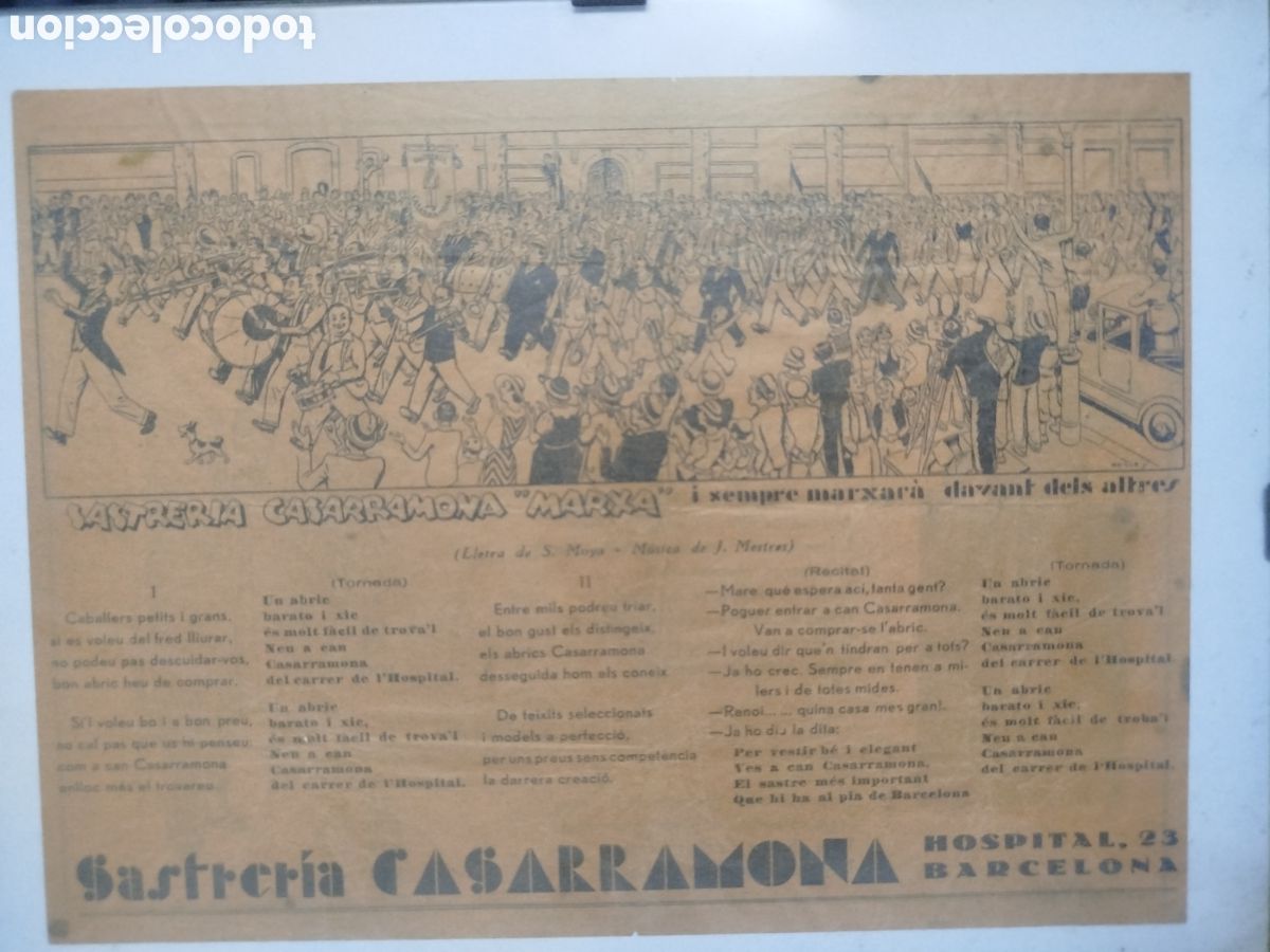Coleccionismo de carteles: Cartell Sastreria Casarramona