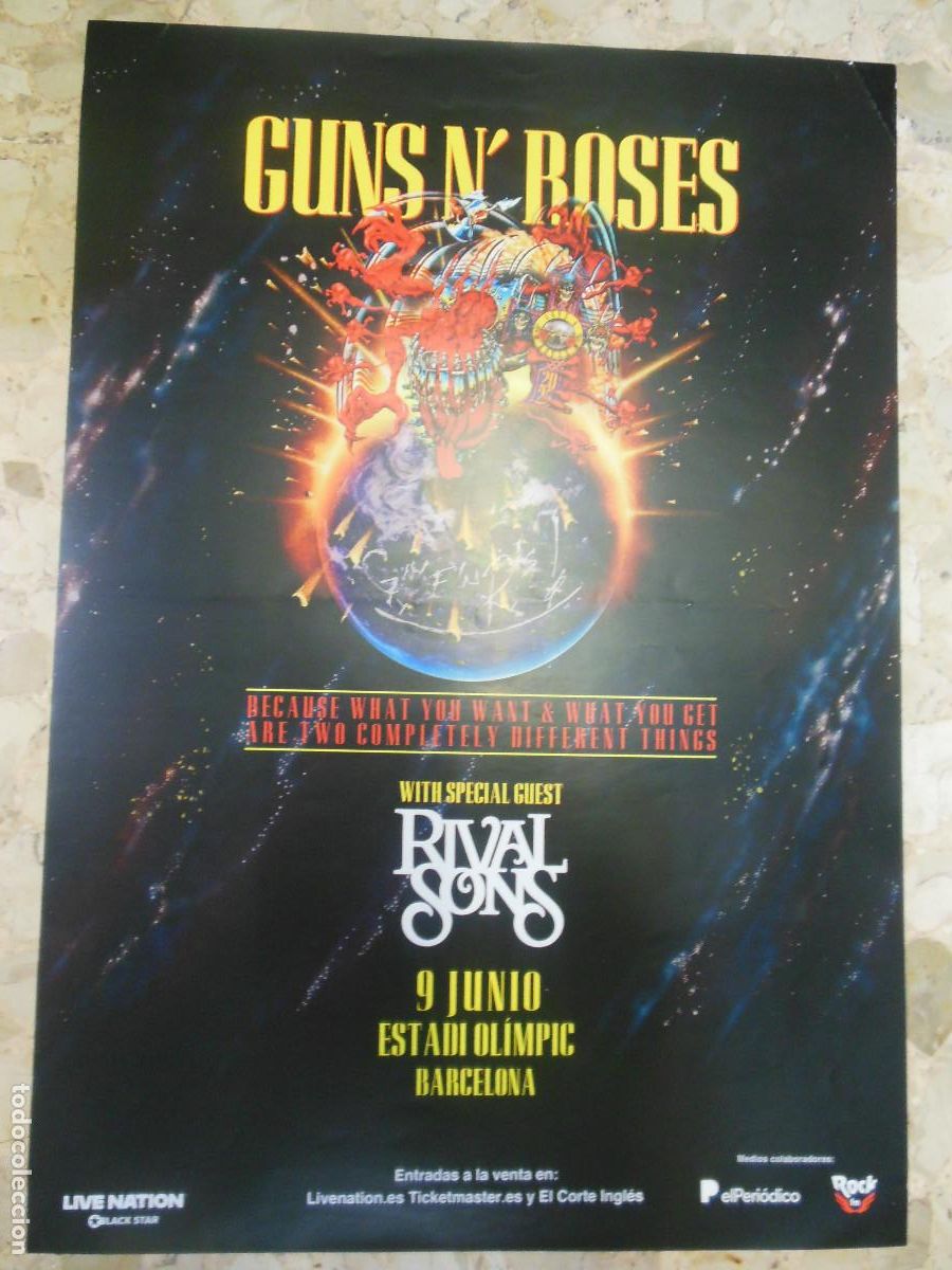 Coleccionismo de carteles: CARTEL GUNS N' ROSES + RIVAL SONS POSTER BARCELONA MUSICA