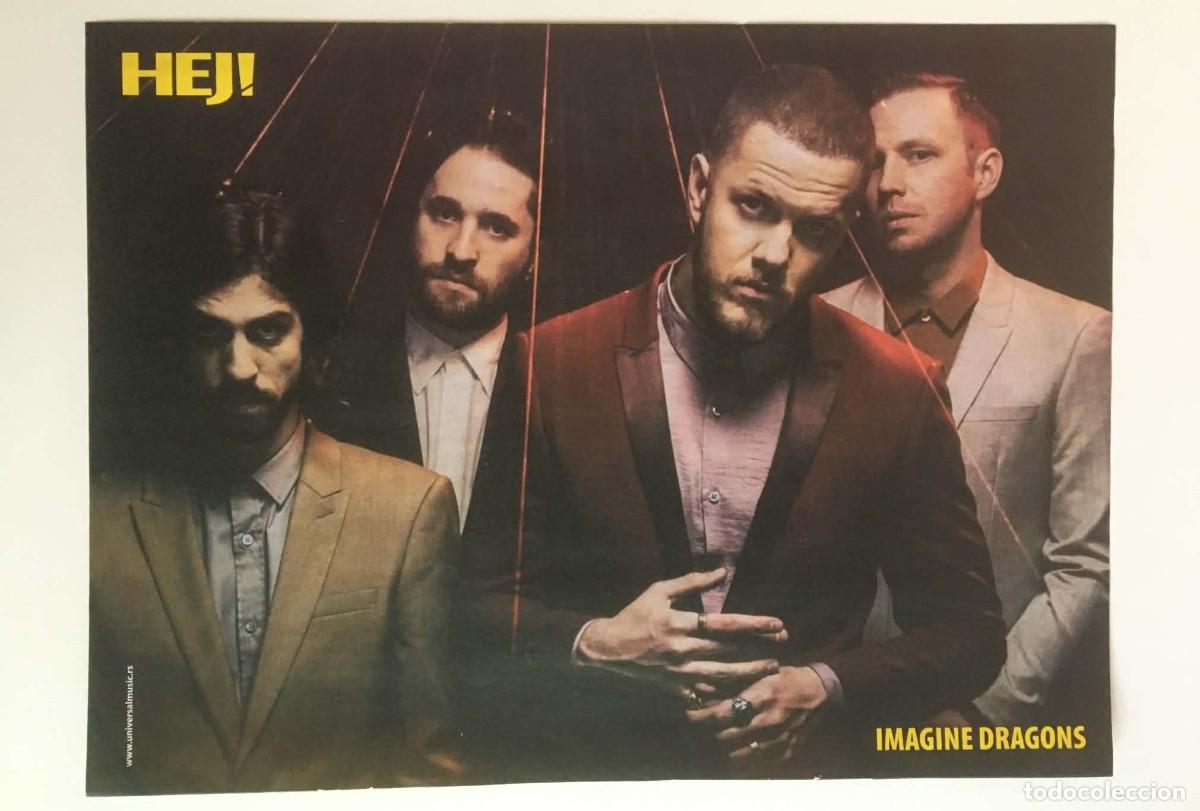 Coleccionismo de carteles: Imagine Dragons / Cute Summer Cat Double-Sided Poster A4 HEJ! Magazine Serbia Music