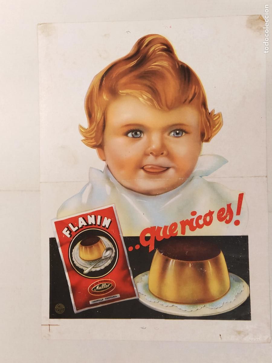 Sammeln von Plakaten: FLAN - FLANIN - PRODUCTO MULLER - CARTEL ANTIGUO - ORIGINAL - PUBLICIDAD - RELIEVES BASA Y PAGES