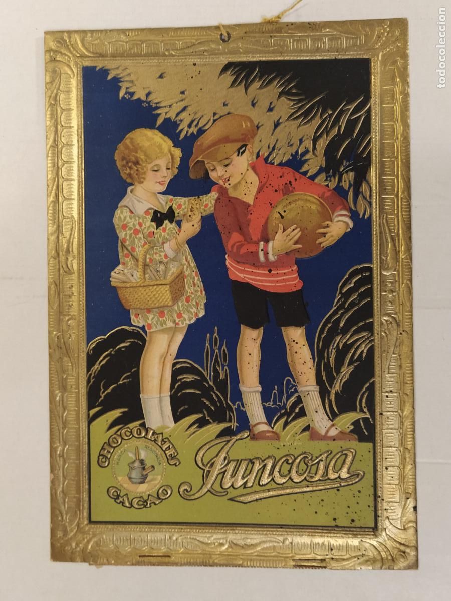 Sammeln von Plakaten: CHOCOLATE CACAO JUNCOSA - CARTEL ANTIGUO CON ALGO DE RELIEVE - PUBLICIDAD -