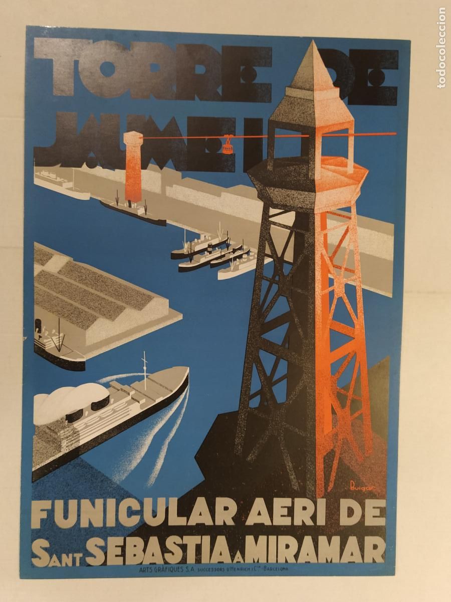 Sammeln von Plakaten: TORRE DE JAUME I - FUNICULAR AERI DE SANT SEBASTIA A MIRAMAR - BARCELONA - BUIGAS - CARTEL ANTIGUO