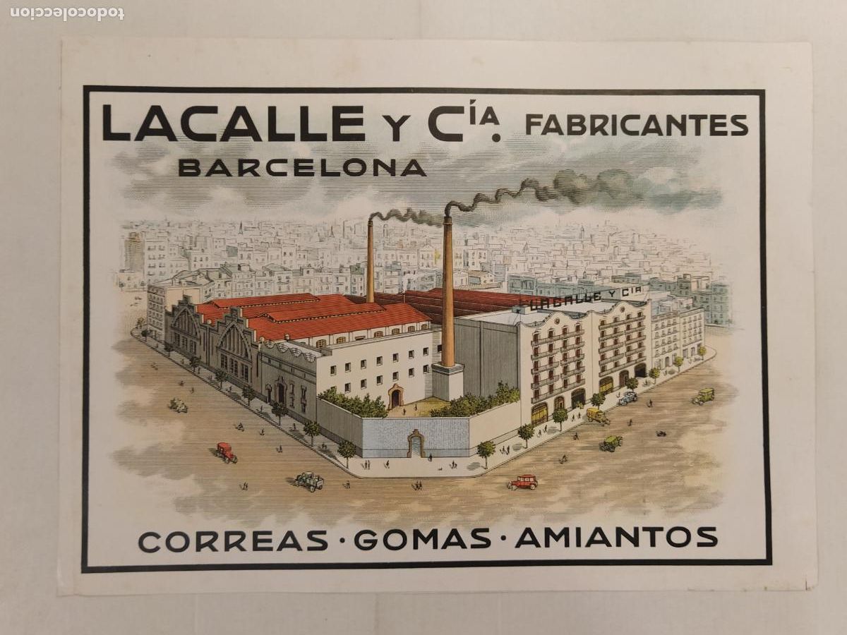 Coleccionismo de carteles: LA CALLE Y CIA FABRICA - BARCELONA - CORREAS GOMAS AMIANTOS - CARTEL ANTIGUO - PUBLICIDAD -VER FOTOS