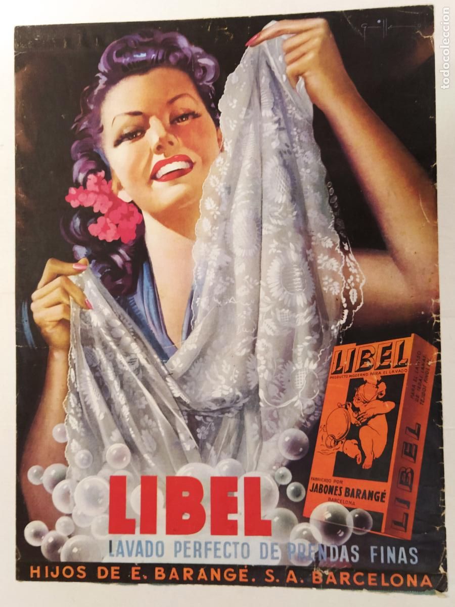 Sammeln von Plakaten: LIBEL - FABRICADO POR JABONES BARANGE - BARCELONA - CARTEL ANTIGUO - PUBLICIDAD -VER FOTOS