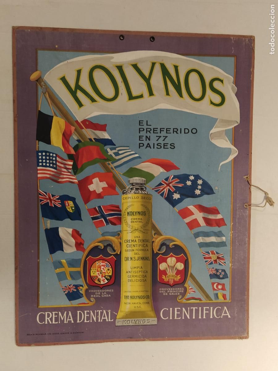 Poster collecting: CREMA DENTAL CIENTIFICA KOLYNOS - CARTEL ANTIGUO - PUBLICIDAD - ORIGINAL -VER FOTOS
