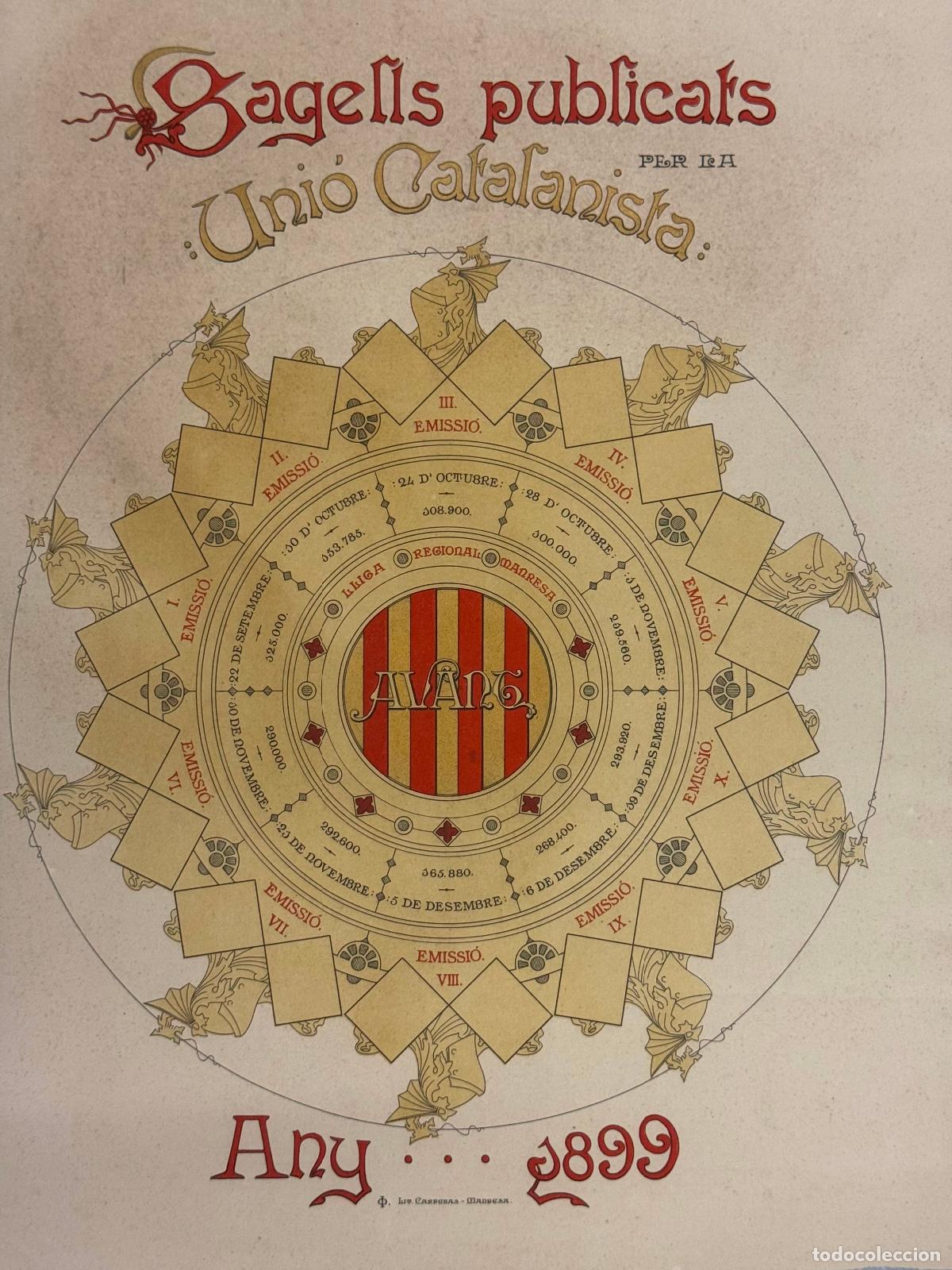Sammeln von Plakaten: SAGELLS PUBLICATS PER LA UNIO CATALANISTA - ANY 1899 - CARTELL PUBLICITAT ANTIC