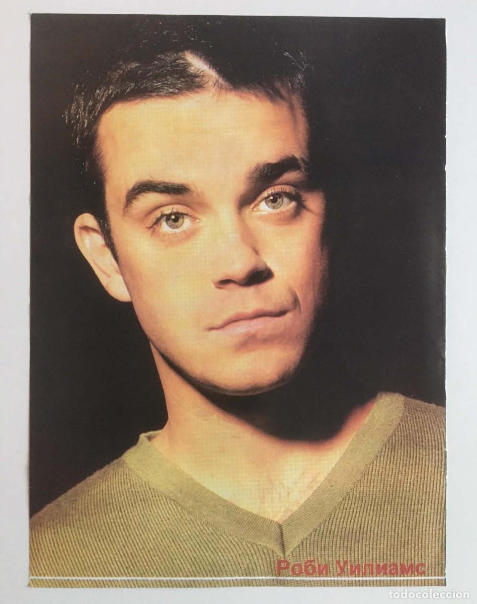 Coleccionismo de carteles: Robbie Williams / Backstreet Boys Vintage Russian Teen Magazine Double-Sided Poster A4 Music