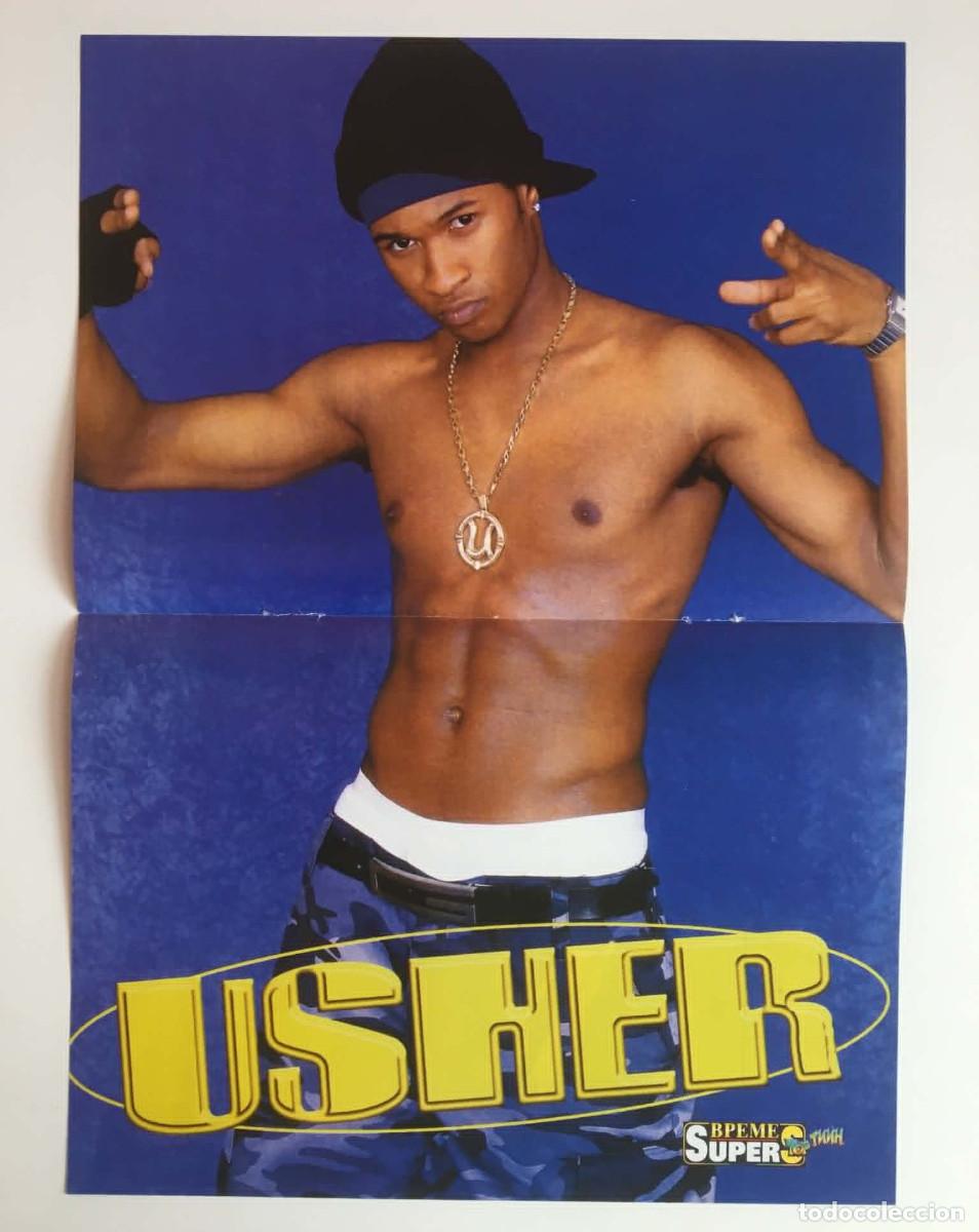 Coleccionismo de carteles: Usher Shirtless / 'N Sync Double-Sided Poster Bulgarian Teen Magazine Vreme Super S Pop R&B Music