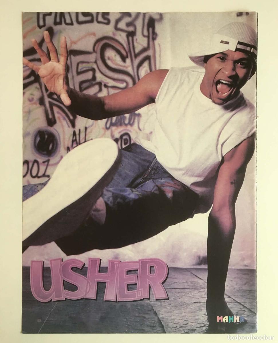 Coleccionismo de carteles: Usher / Samantha Mumba Double-Sided Poster A4 - Mania Magazine Bulgaria Music