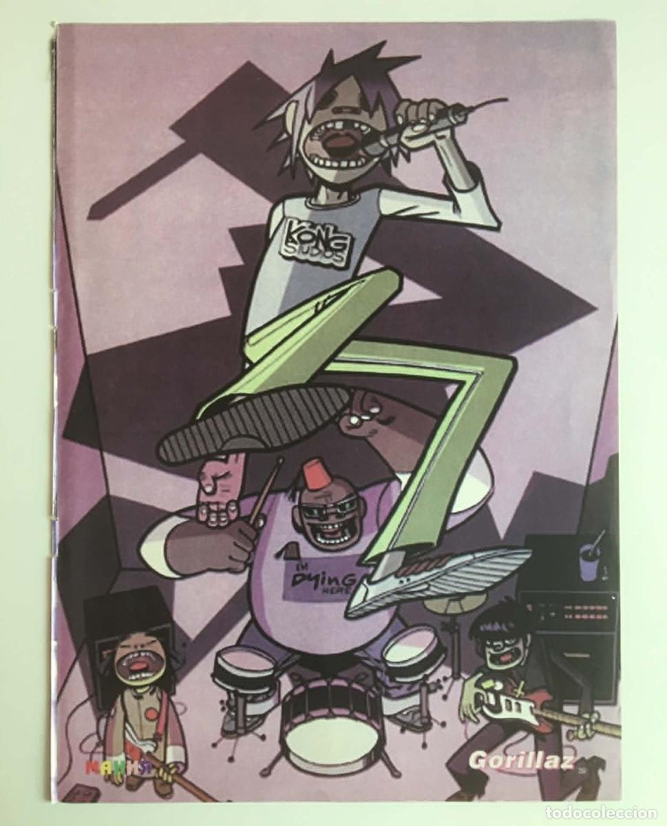 Coleccionismo de carteles: Gorillaz / Hollyoaks Double-Sided Poster A4 - Mania Magazine Bulgaria Vintage 2000s Music