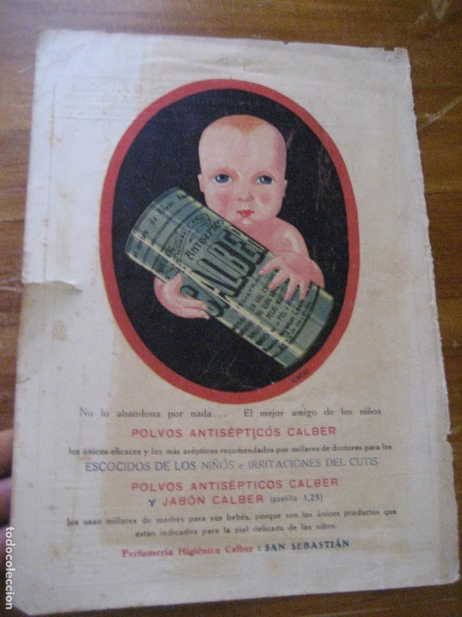 Coleccionismo de carteles: publicidad Calber polvos antisepticos y jab&oacute;n . San sebastian Hoja revista . a&ntilde;os 20