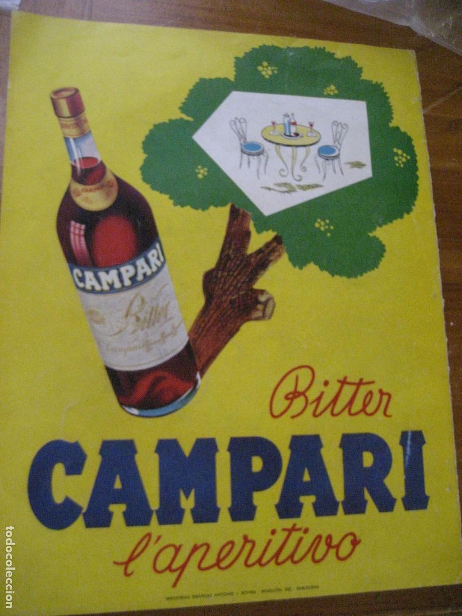 Coleccionismo de carteles: cartel publicidad bitter Campari . antigua pagina revista a&ntilde;os 50 papel satinado grueso