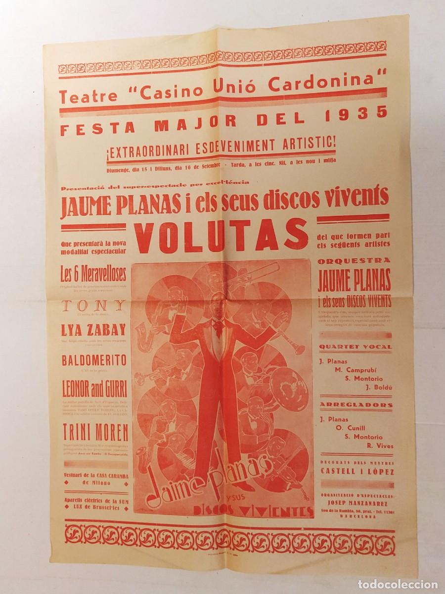 Collectionnisme d'affiches: CARDONA - FESTA MAJOR ANY 1935 - TEATRE CASINO UNIO CARDONINA - JAUME PLANAS -CARTELL PROGRAMA ANTIC