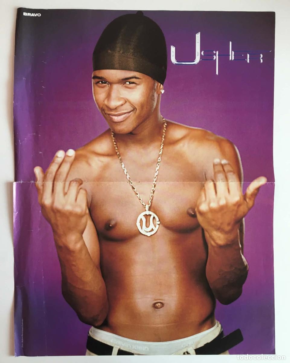 Coleccionismo de carteles: Usher / Silbermond Double-Sided Vintage Poster A3 - German Bravo Magazine Music Pop R&B