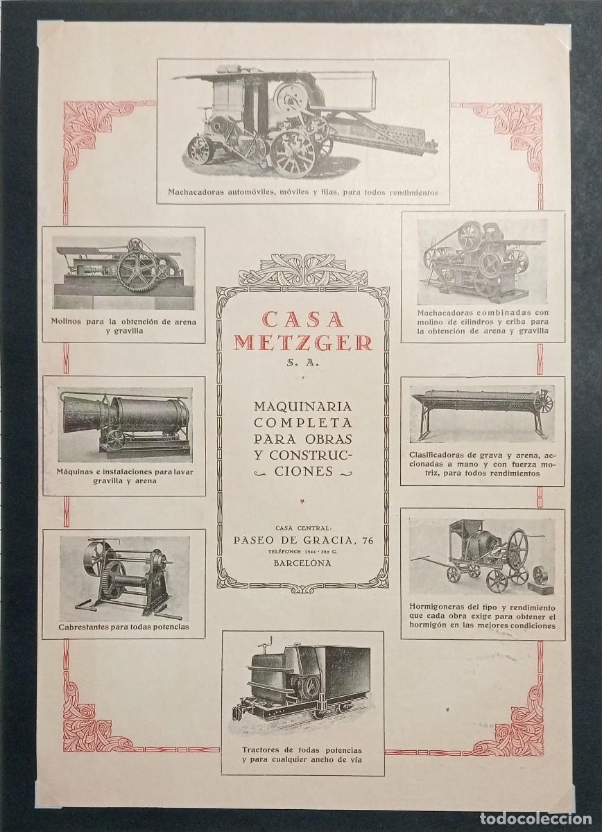 Coleccionismo de carteles: CASA METZGER, MAQUINARIA - PUBLICIDAD ORIGINAL, 1923 / EL CONSTRUCTOR 32 x 22 cM.