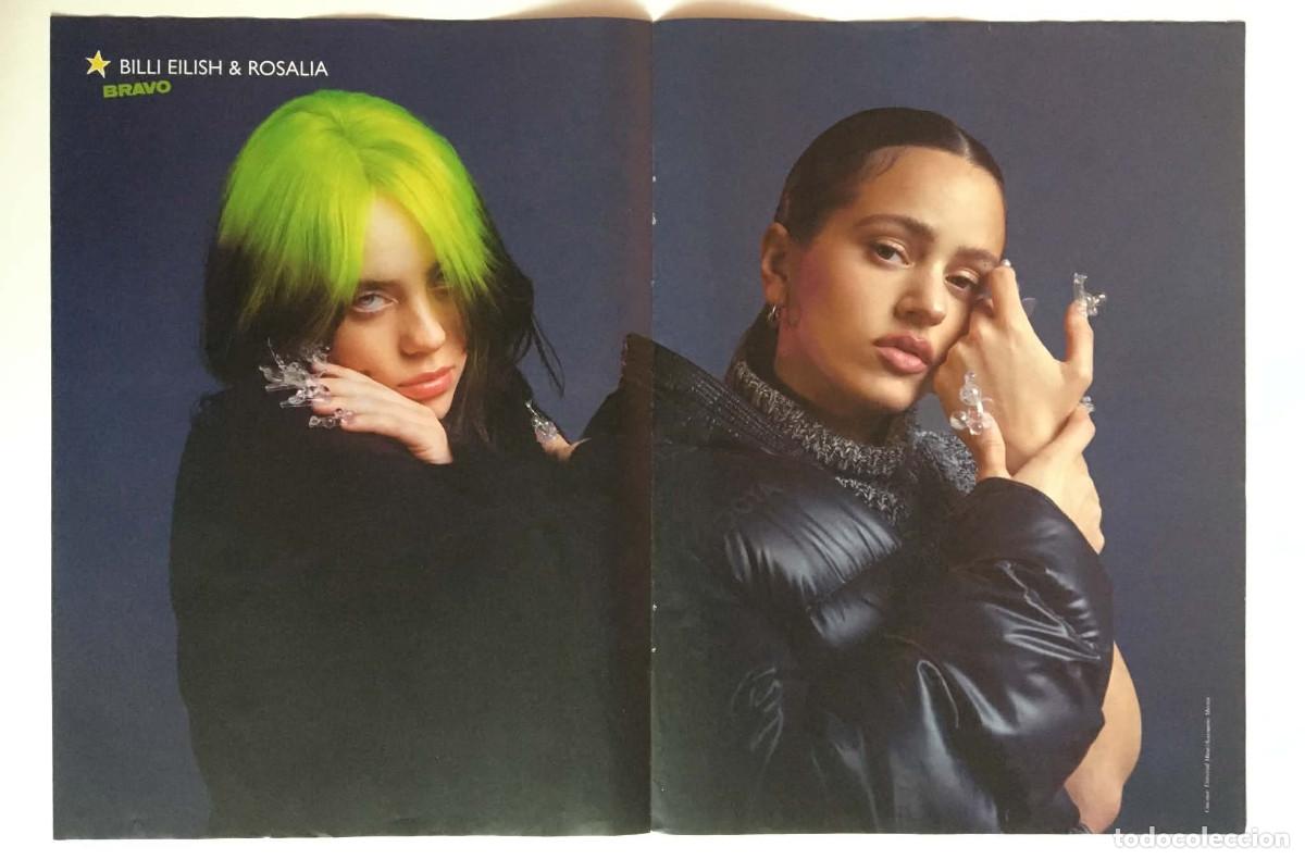 Coleccionismo de carteles: Billie Eilish & Rosal&iacute;a / Olivia Rodrigo Double-Sided Poster A3 Bravo Magazine Bulgaria Music Pin-up