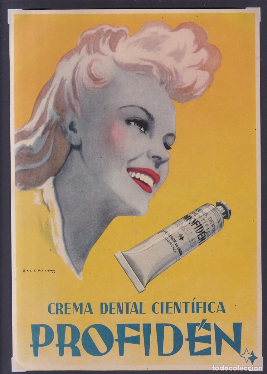 Coleccionismo de carteles: PROFID&Eacute;N - CREMA DENTAL CIENT&Iacute;FICA - PUBLICIDAD ORIGINAL 1944 / SEMANARIO MUJER 28 x 19,5 Cm.