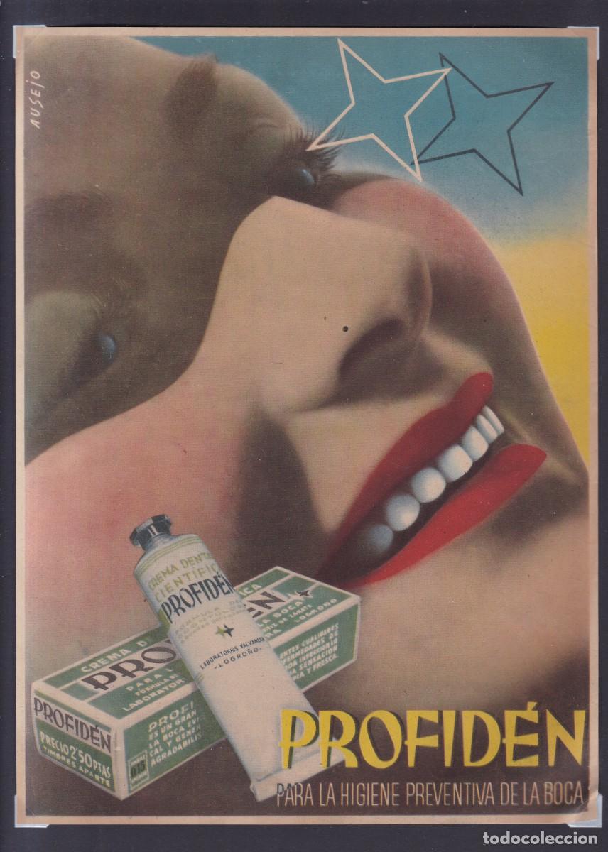 Coleccionismo de carteles: PROFID&Eacute;N - CREMA DENTAL CIENT&Iacute;FICA - PUBLICIDAD ORIGINAL 1944 / SEMANARIO MUJER 27,5 x 20 Cm.