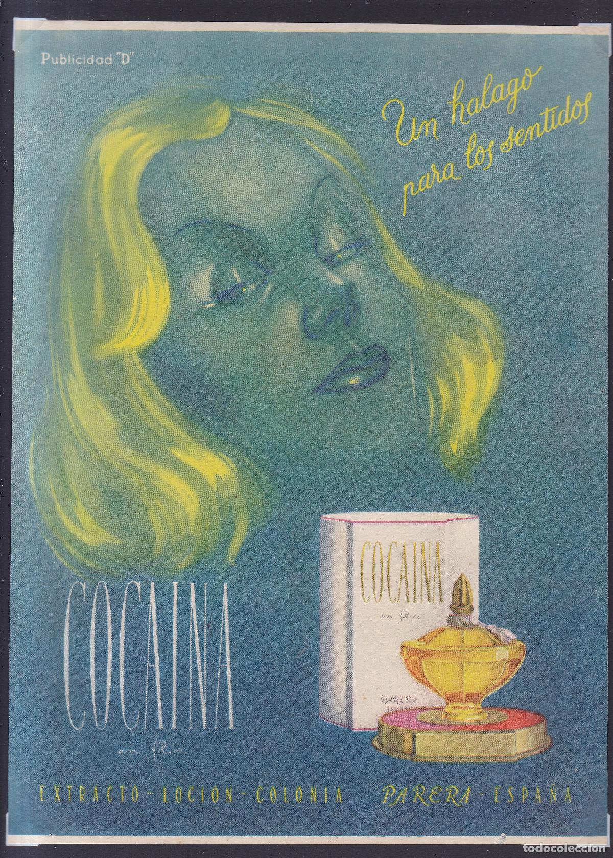 Coleccionismo de carteles: COCAINA EN FLOR - PERFUMES PARERA - PUBLICIDAD ORIGINAL 1944 / SEMANARIO MUJER 28 x 20,5 Cm.