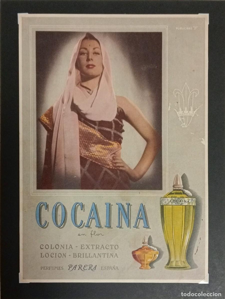 Coleccionismo de carteles: COCAINA EN FLOR - PERFUMES PARERA - PUBLICIDAD ORIGINAL 1944 / SEMANARIO MUJER 28 x 20,5 Cm.