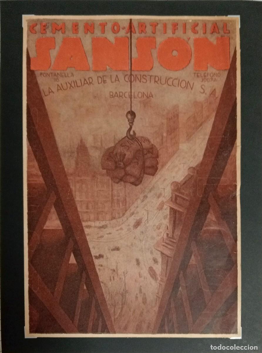 Coleccionismo de carteles: SANS&Oacute;N - CEMENTO ARTIFICIAL - PUBLICIDAD ORIGINAL 1928 / EL CONSTRUCTOR 29,5 x 20 Cm.