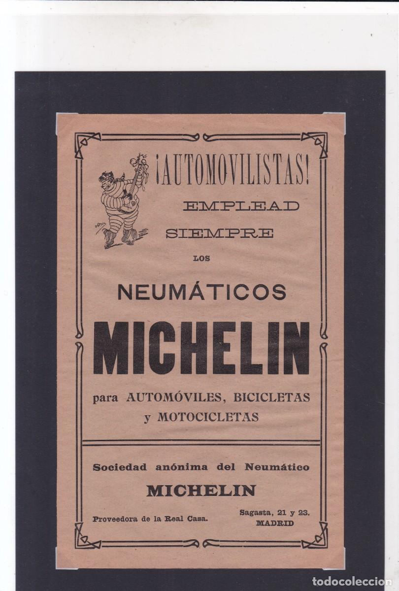 Coleccionismo de carteles: NEUM&Aacute;TICOS MICHELIN - PUBLICIDAD ORIGINAL 1912 / MEMORIAL ARTILLER&Iacute;A